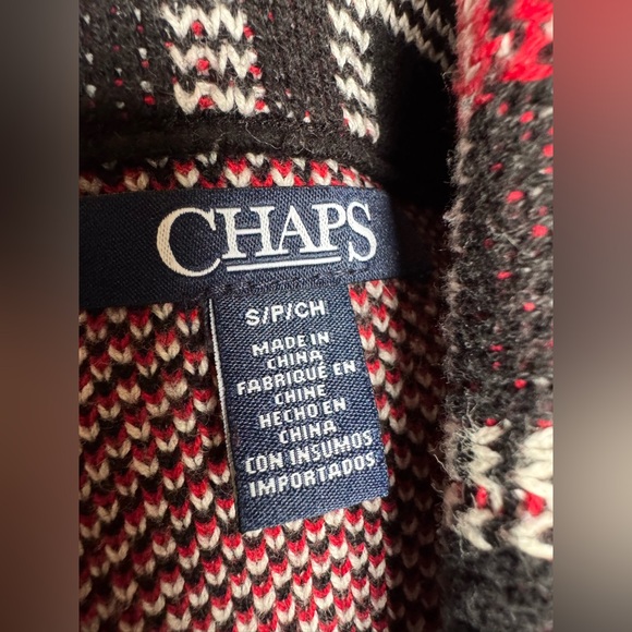Chaps Red and Black Knit Zip up Vest small EUC - Picture 7 of 8